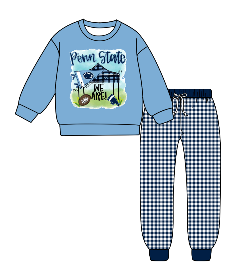 Custom moq 5 mix size milk silk summer teams baby boy clothes blue long sleeve pants sets-25.9.9