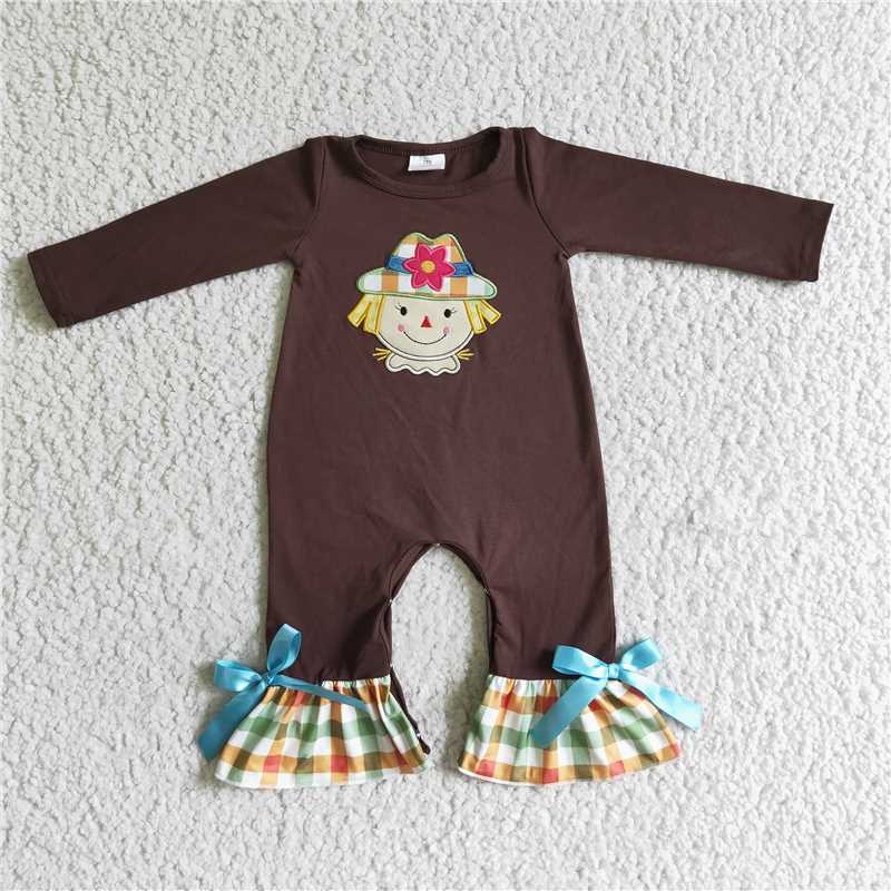 RTS NO MOQ(In Stock) LR0035 Baby Girl clothes long sleeve bodysuit with embroidered
