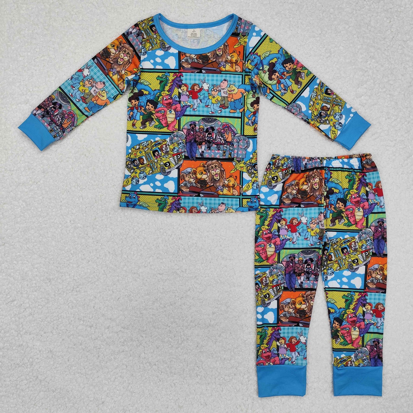 RTS NO MOQ(In Stock) BLP1009 boy blue long-sleeved trousers pajamas set