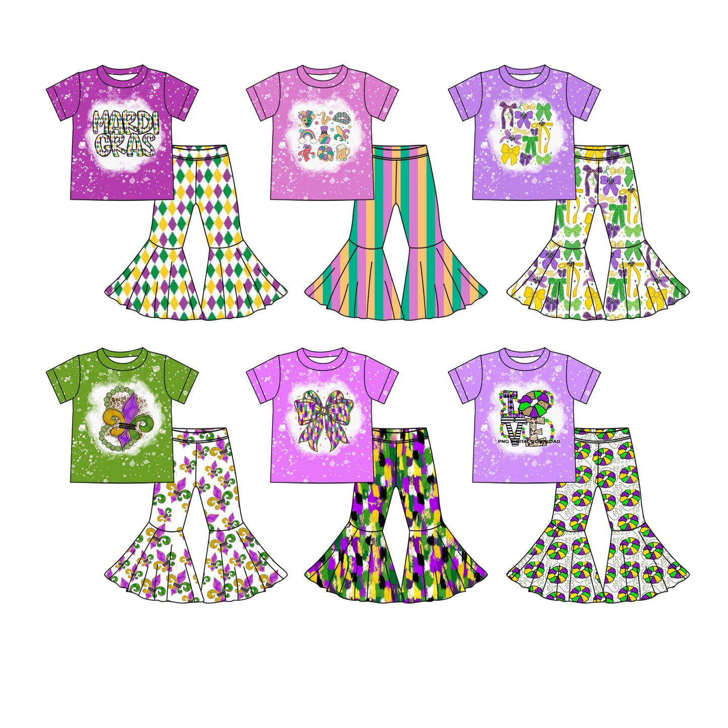 25.9.22 custom each style moq 8 eta 6-8week Sibling Sisters mardi gras baby girl clothes short sleeve pants sets 6 match family design