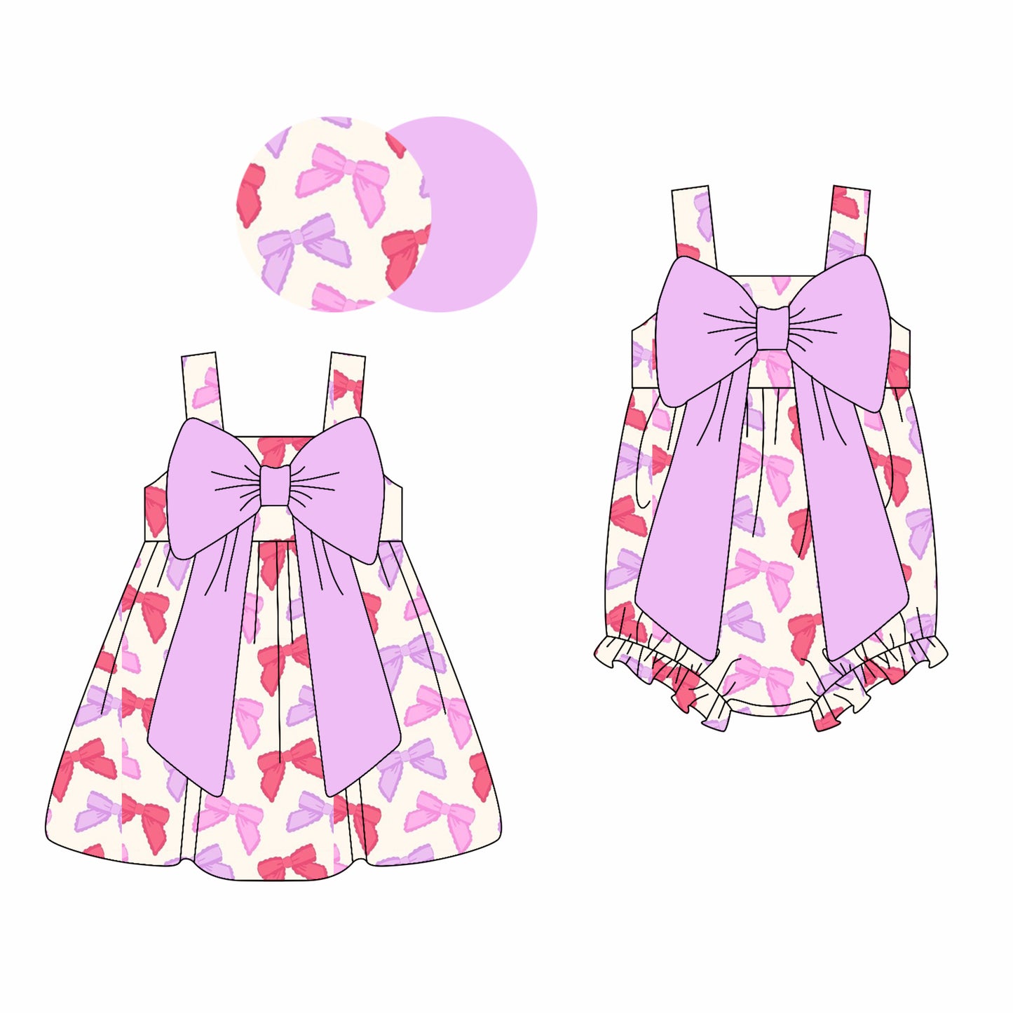 2.24 custom each style moq 5eta 4-6week Sibling Sister bow baby girl short sleeve dress and rompers match family design