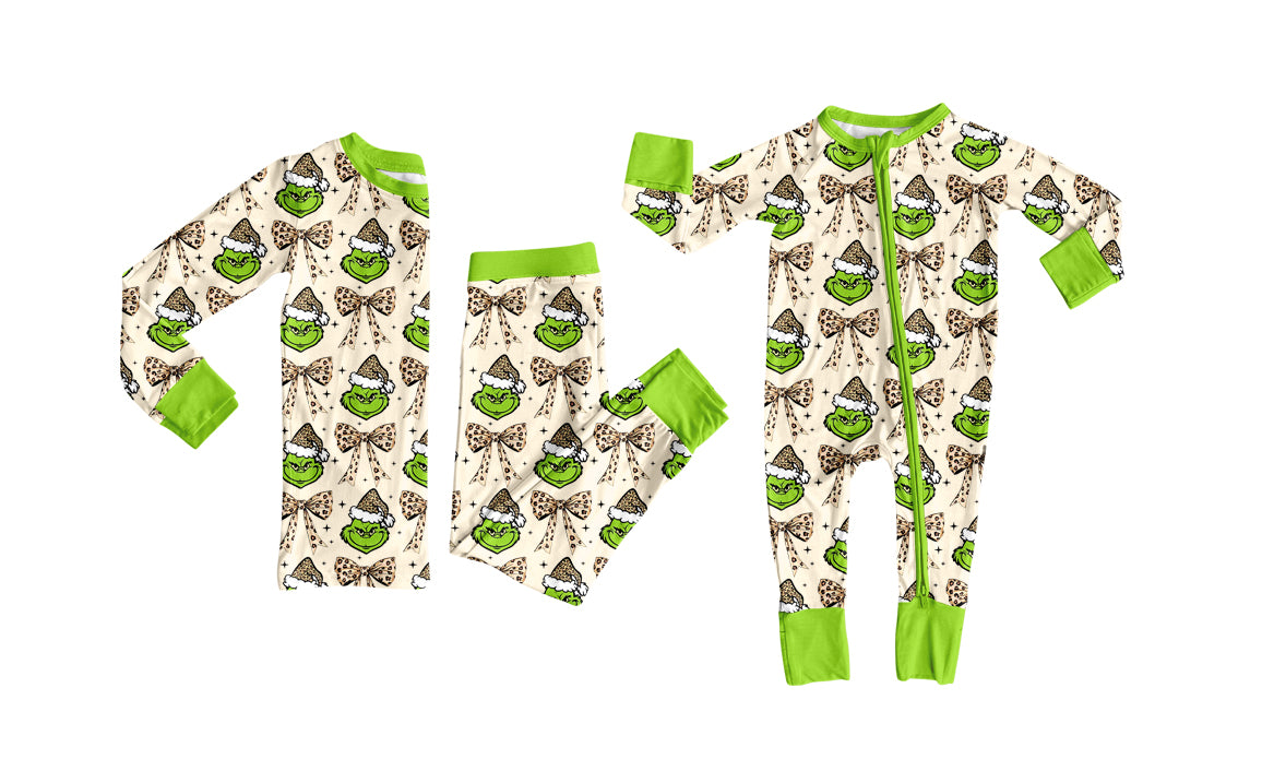25.7.26 custom each style moq 5eta 4-6week Sibling Sister Christmas green baby boy long sleeve pants sets and rompers match family design