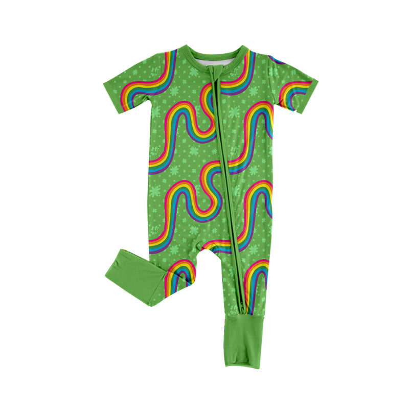 10.21 custom each style moq 5eta 4-6week Sibling Sister rainbow green baby boys short sleeve sets and rompers match design