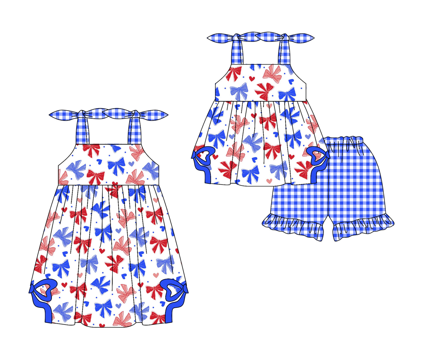 3.5 custom each style moq 5eta 4-6week Sibling Sister bow baby girl short sleeve shorts sets and dresses match design