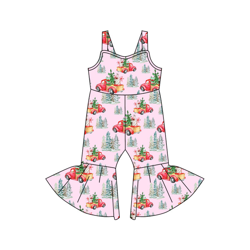 8.15 custom each style moq 5eta 4-6week baby girls clothes Christmas trees car pink suspender jumpsuit