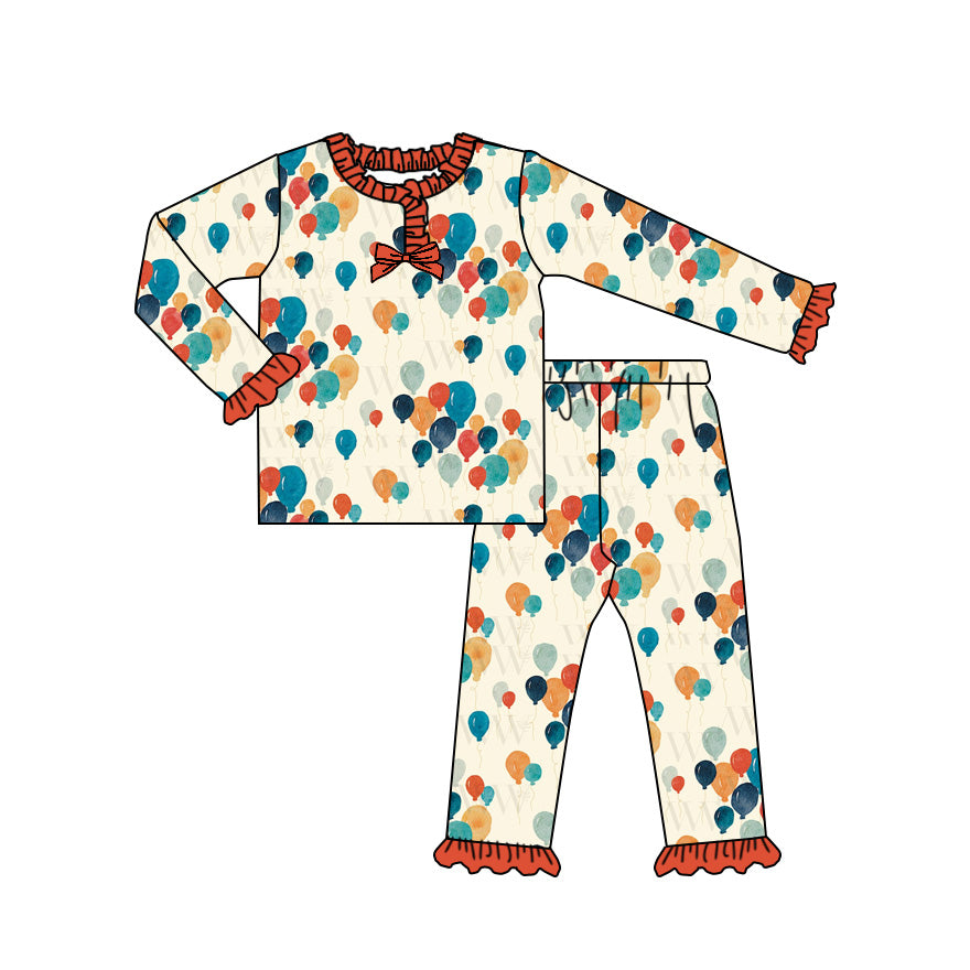 25.8.29 custom each style moq 5 eta 4-6week Sibling Sisters balloon baby girl long sleeve pants sets 2