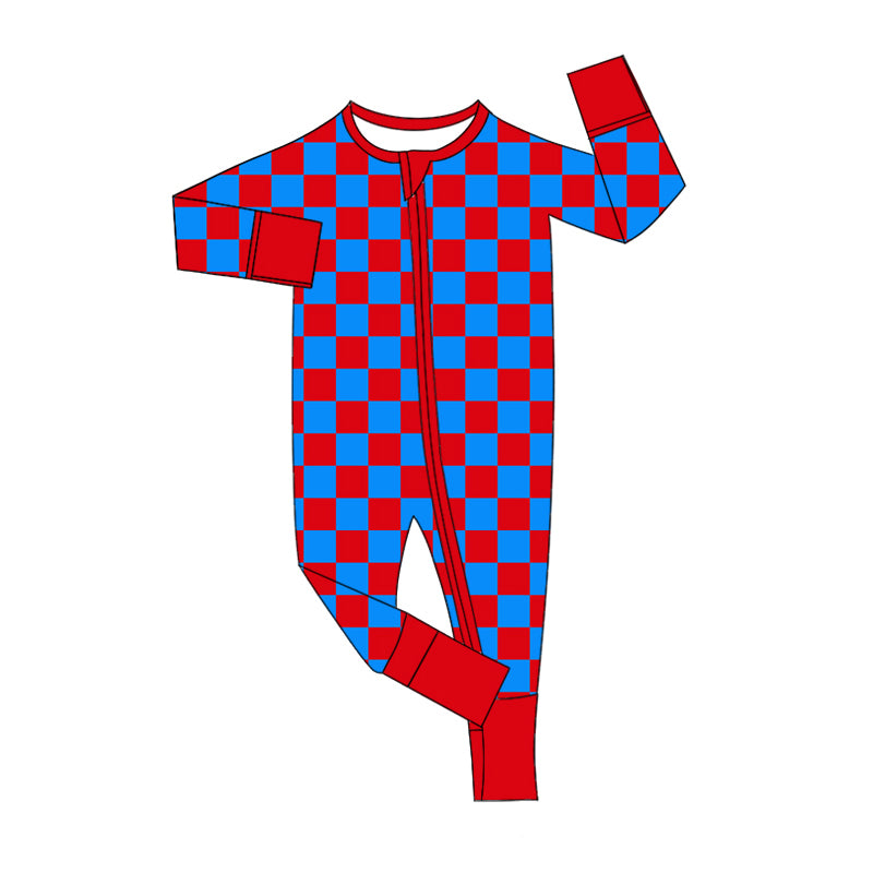 9.25 custom each style moq 5eta 4-6week Sibling Sister red and blue plaid baby boys sets and rompers match family design