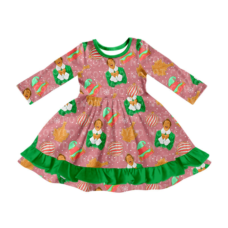 8.7 custom each style moq 5eta 4-6week baby girls clothes Christmas long sleeve dress