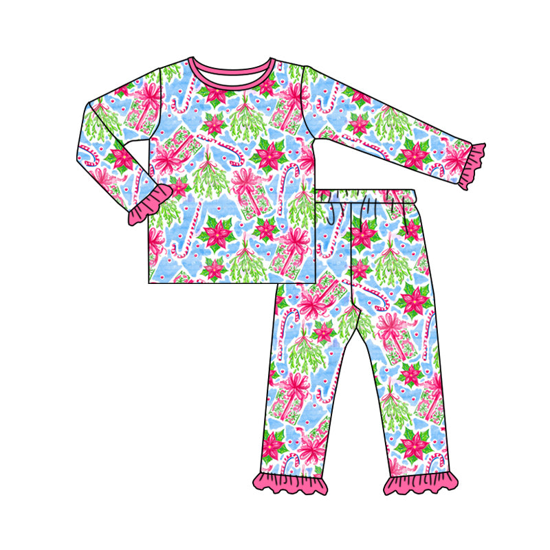 8.13 custom each style moq 5eta 4-6week Sibling Sister Christmas floral rose red baby girls sets and rompers match family design