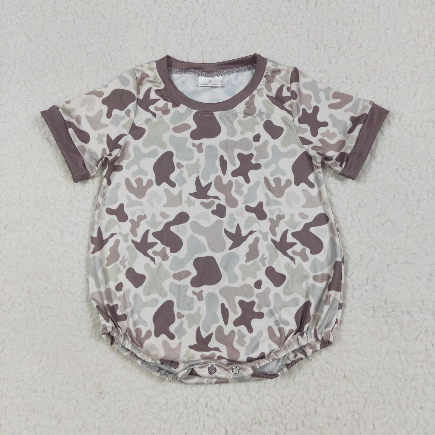 RTS NO MOQ(In Stock) Duck camouflage beige short-sleeved bodysuit