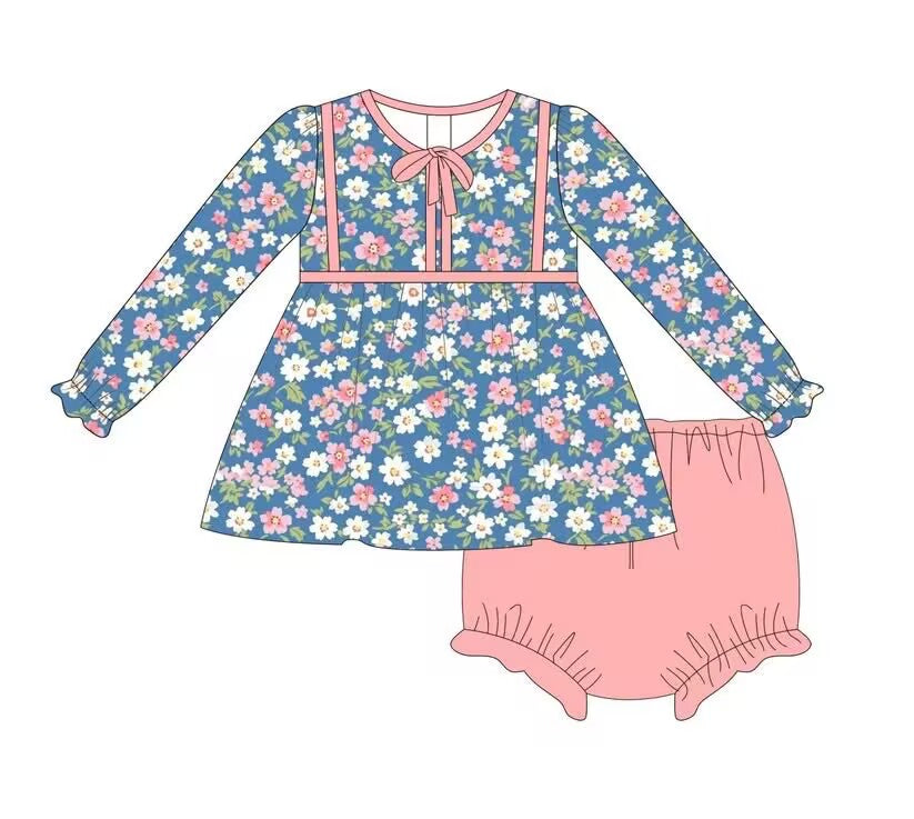 Custom moq 5 each style eta 6-7weeks baby girl clothes floral long sleeve briefs sets-25.9.4