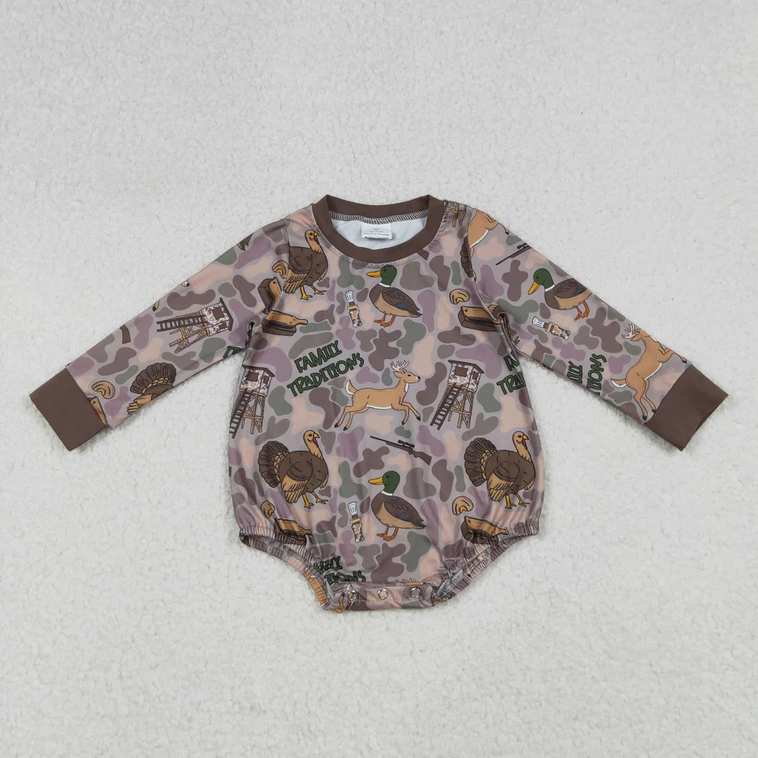 RTS NO MOQ Sibling baby boy girl clothes camouflage duck long-Sleeve rompers