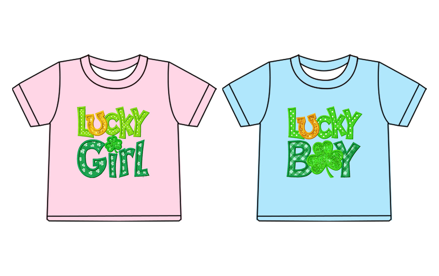 25.11.8 custom each style moq 5 eta 6-8week Sibling Sisters LUCKY baby boy short sleeve top 2 match family design