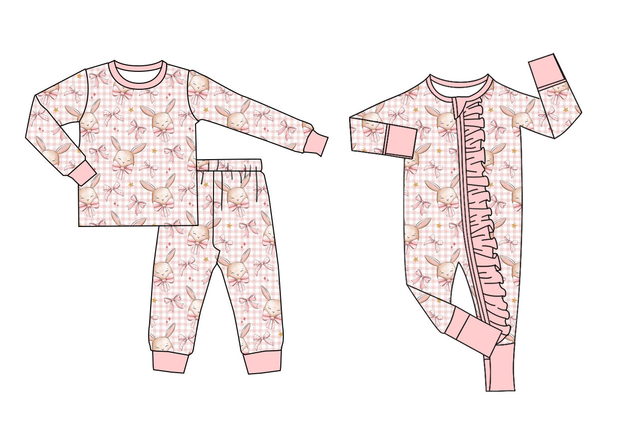 25.11.17 custom each style moq 5 eta 6-8week Sibling Sisters bunny bow baby girl clothes long sleeve pants sets and romper match family design