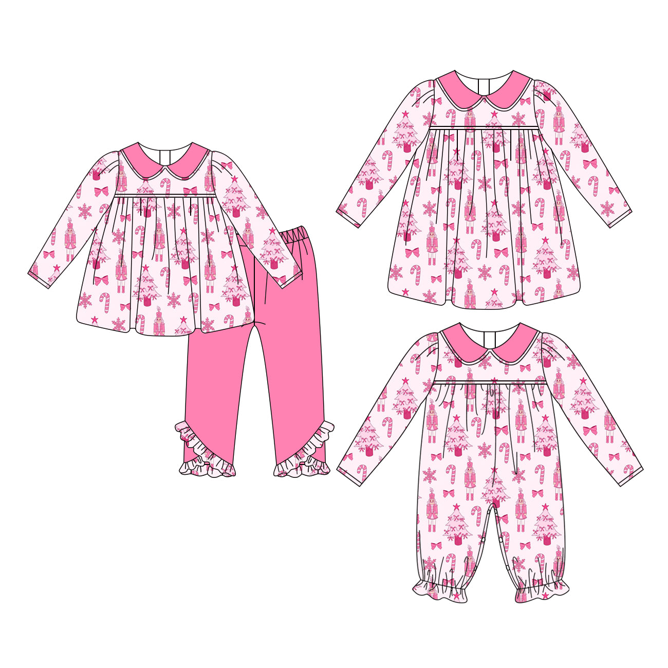 25.6.17 custom each style moq 5eta 4-6week Sibling Sisters Christmas pink baby girl long sleeve pants sets and dress and rompers match family design