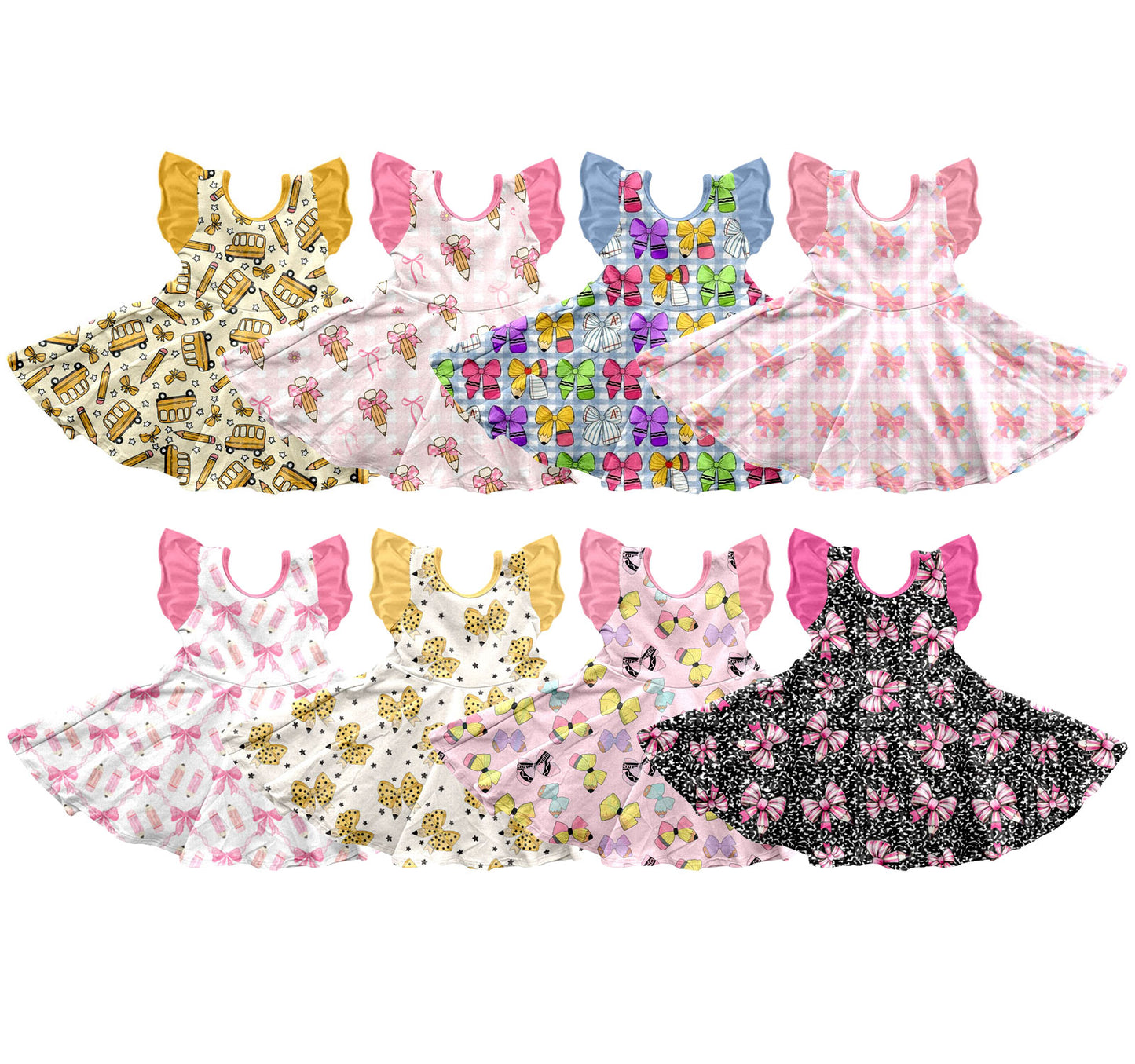 25.12.30 custom each style moq 5 eta 6-8week Sibling Sister bow baby short sleeve dresses 8 match design