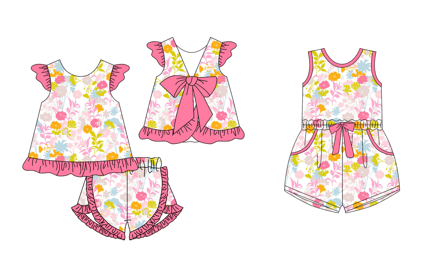 12.26 custom each style moq 5eta 4-6week Sibling Siste floral baby girl sets and jumpsuit match family design