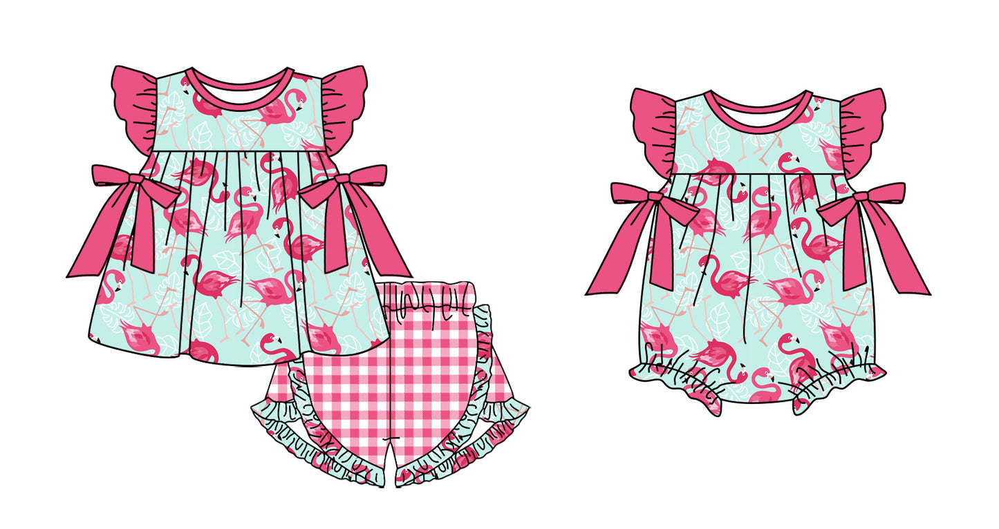 12.2 custom each style moq 5eta 4-6week Sibling Sister baby girl short sleeve shorts sets and rompers match design