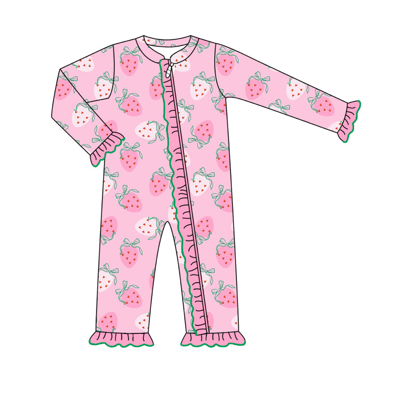 8.1 custom each style moq 5eta 4-6week Sibling Sister strawberry pink baby girls sets and dress and rompers match family design