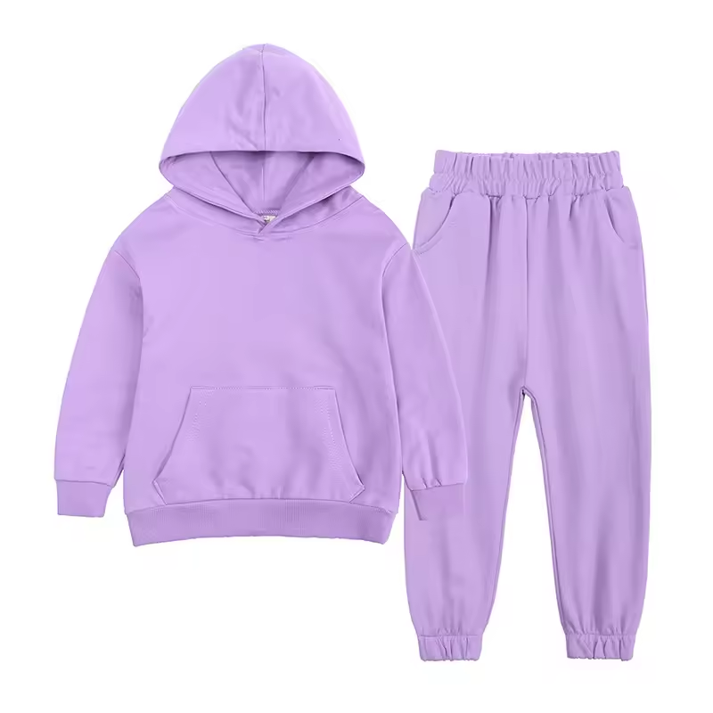 5.17custom each style moq 5eta 4-5week Solid color hooded tops and trousers boys suit series