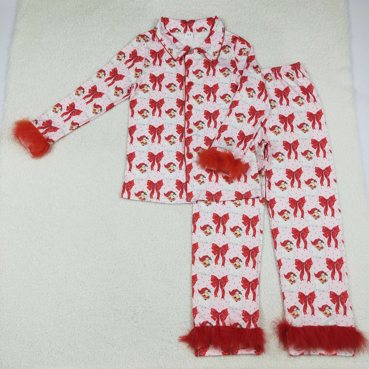 RTS NO MOQ Sibling adult clothes Christmas Plush long sleeve pants Sets
