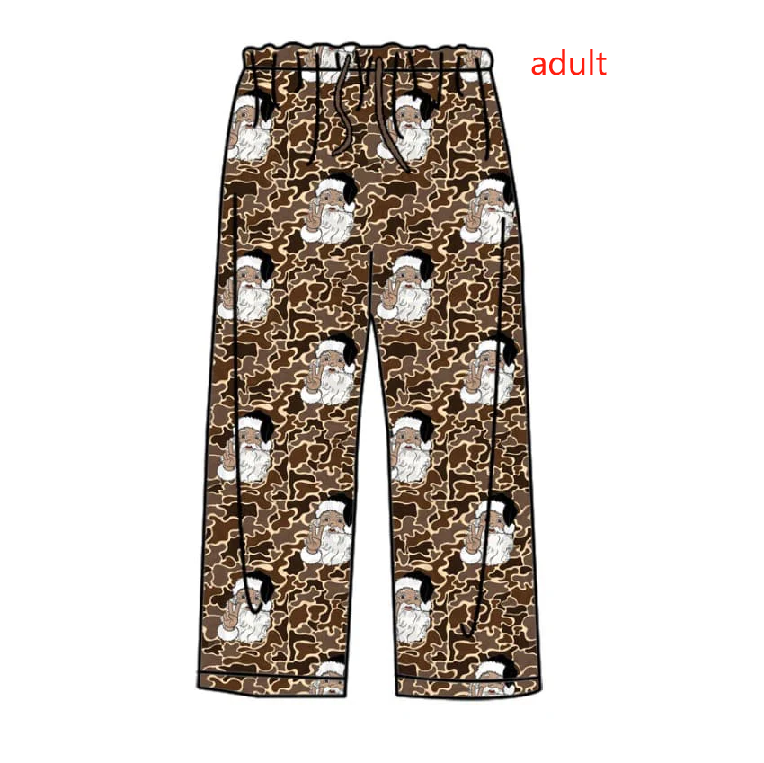 Deadline November 5 custom no moq eta 6-8weeks Victory Sign Santa Leopard Print Adult Straight Trousers