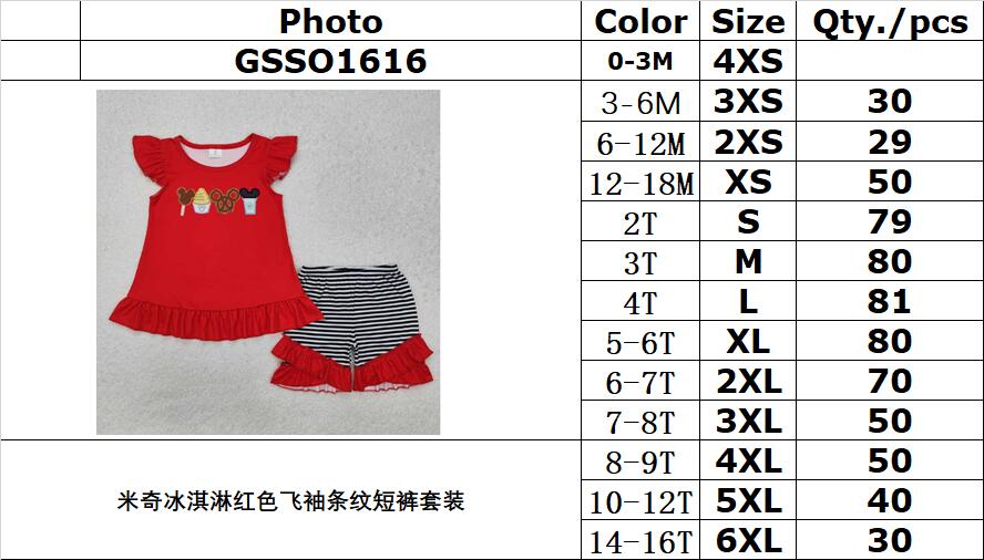 Cute Clothes GSSO1616 Baby Girls Red Tunic Ruffle Shorts Clothes Sets