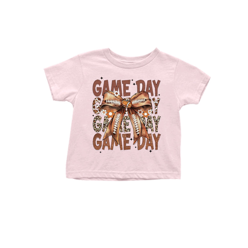 7.26 custom each style moq 5 eta 4-6week baby girls clothes game day pink short sleeve top