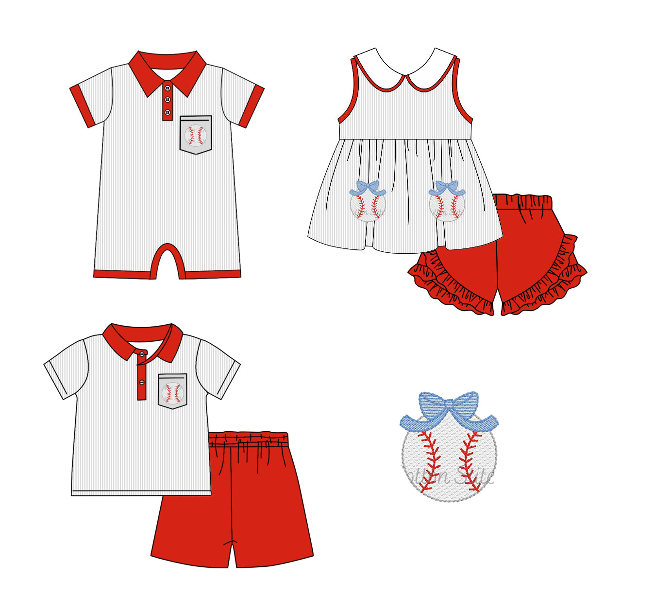 11.22 custom each style moq 5eta 4-6week Sibling Sister baseball baby girl short sleeve shorts sets and sets 2 and girls romper match design