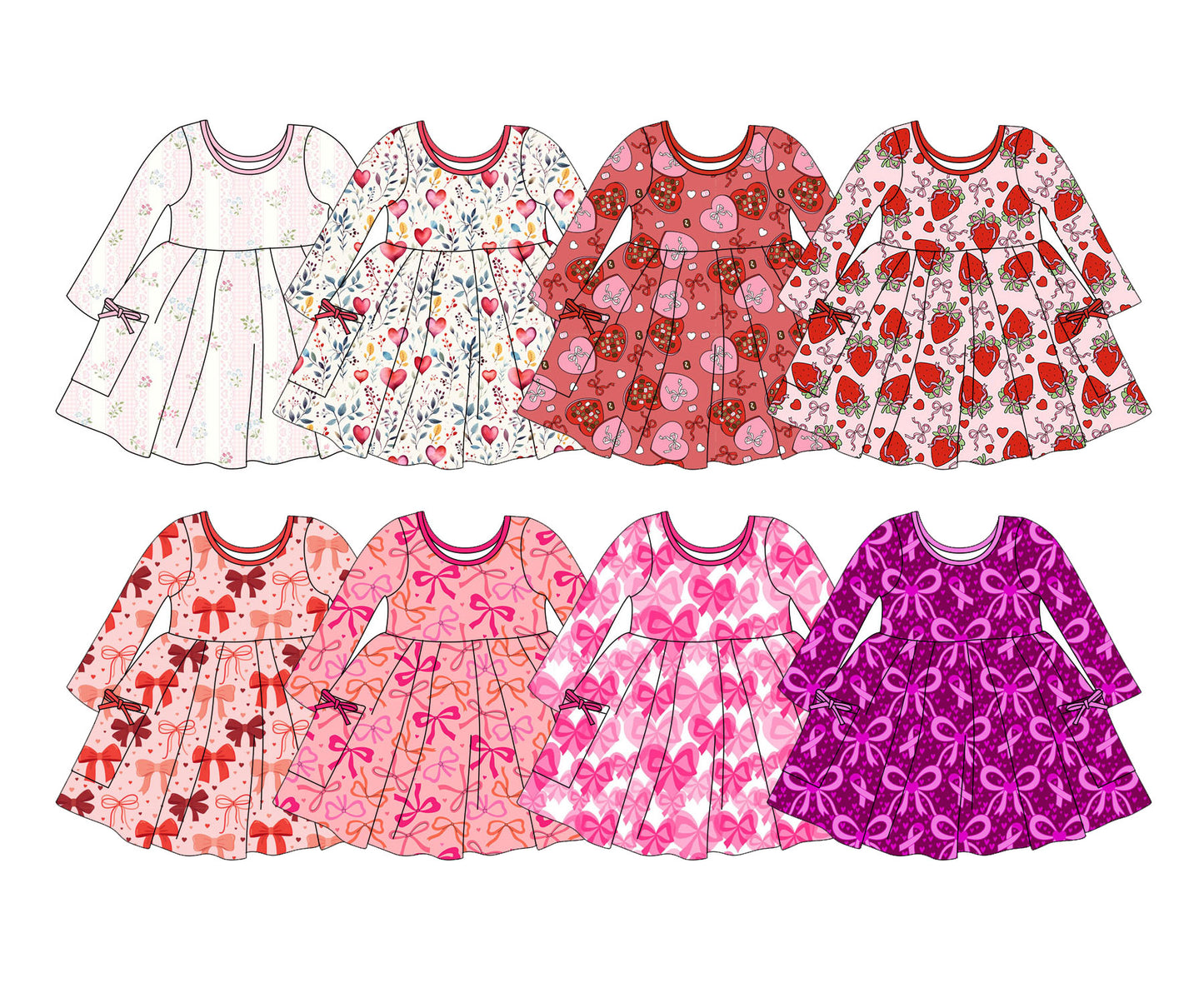 25.11.3 custom each style moq 5 eta 6-8week Sibling Sister love bow floral baby girl long sleeve dress 8 match design
