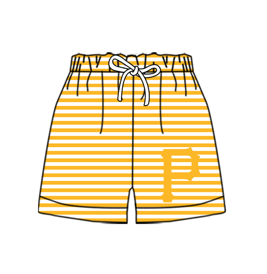 Custom moq 5 mix size milk silk summer teams Baby Orange Striped Drawstring Shorts for Children Elastic Waist Kids Summer Shorts