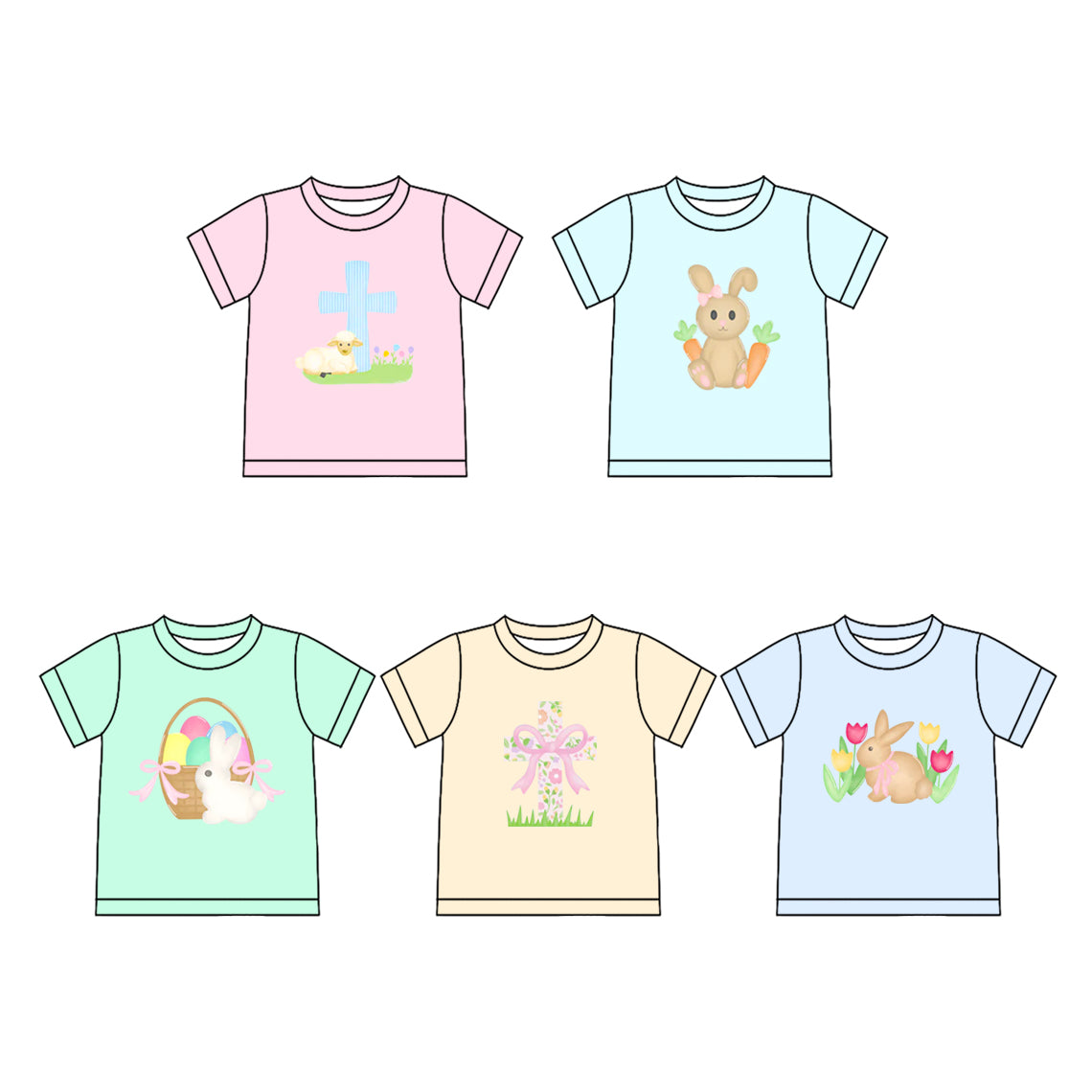 25.10.24 custom each style moq 5 eta 6-8week Sibling Sisters easter baby girl short sleeve top 5 match family design