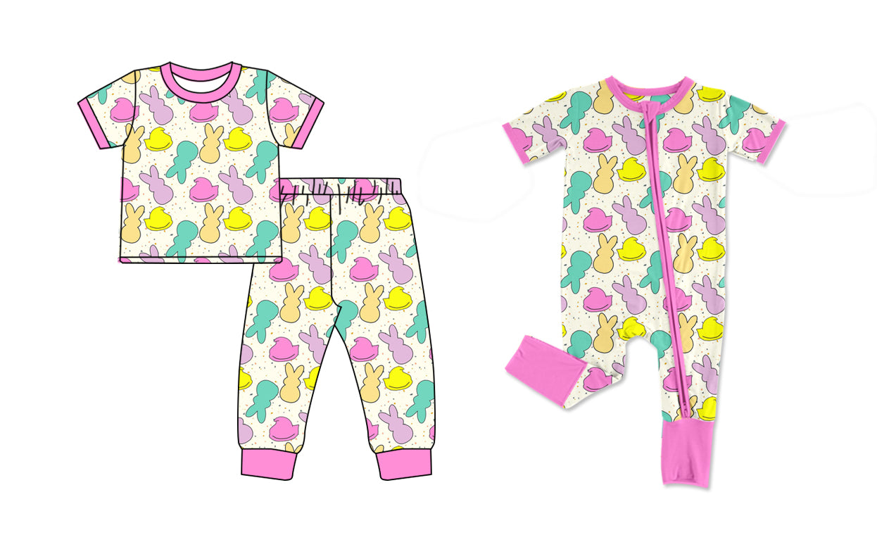25.9.24 custom each style moq 8 eta 6-8week Sibling Sisters bunny baby girl clothes short sleeve pants sets and romper match family design