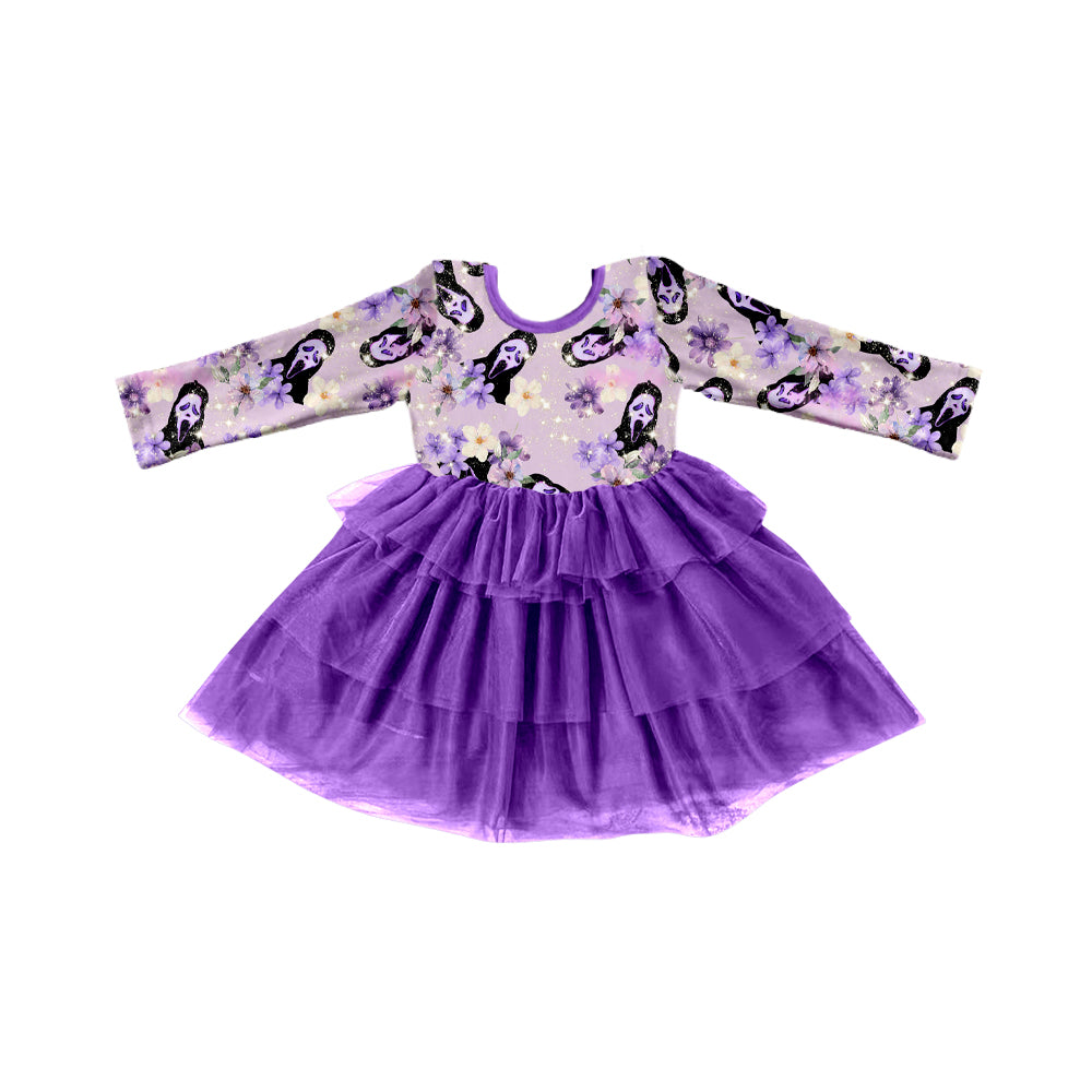 6.27 custom each style moq 5eta 4-6week Sibling Sister ghost purple baby girls sets and dress match family design