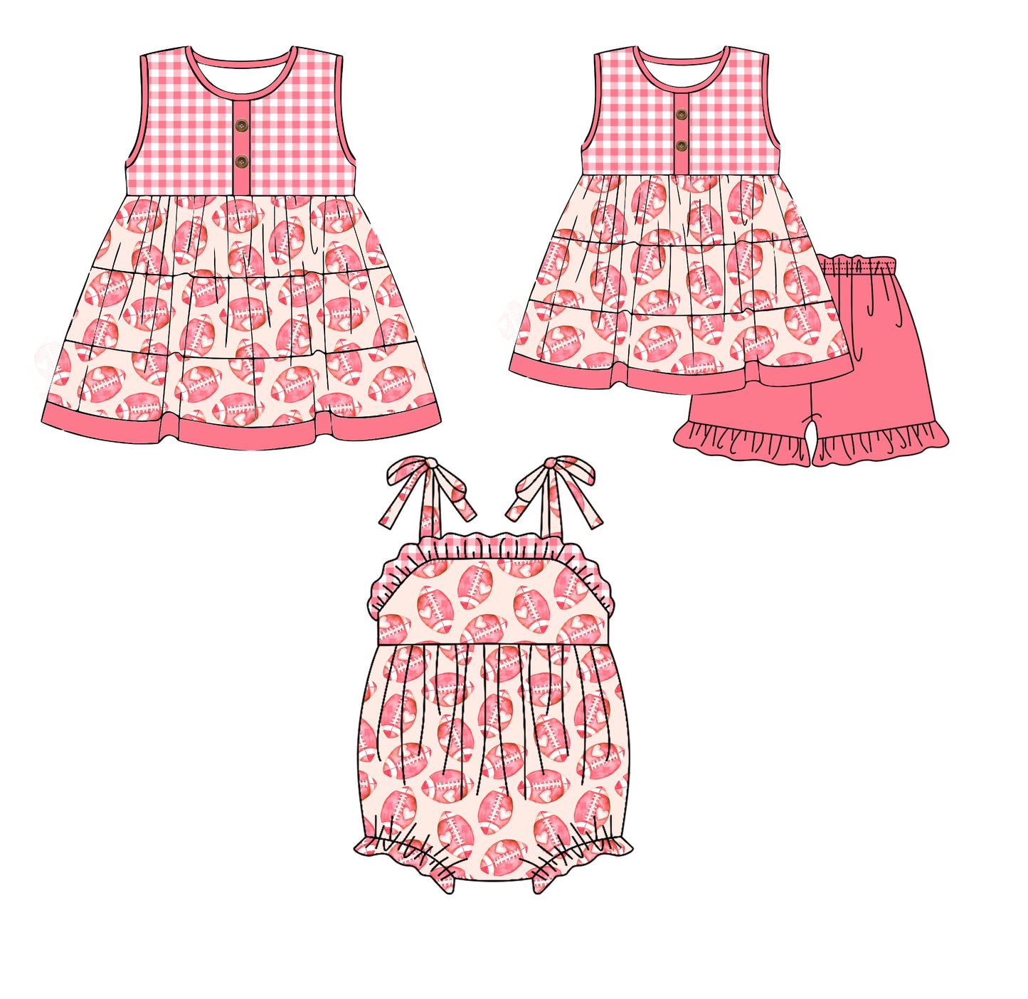 11.18 custom each style moq 5eta 4-6week Sibling Sister rugby baby girl short sleeve shorts sets and dress and rompers match family design