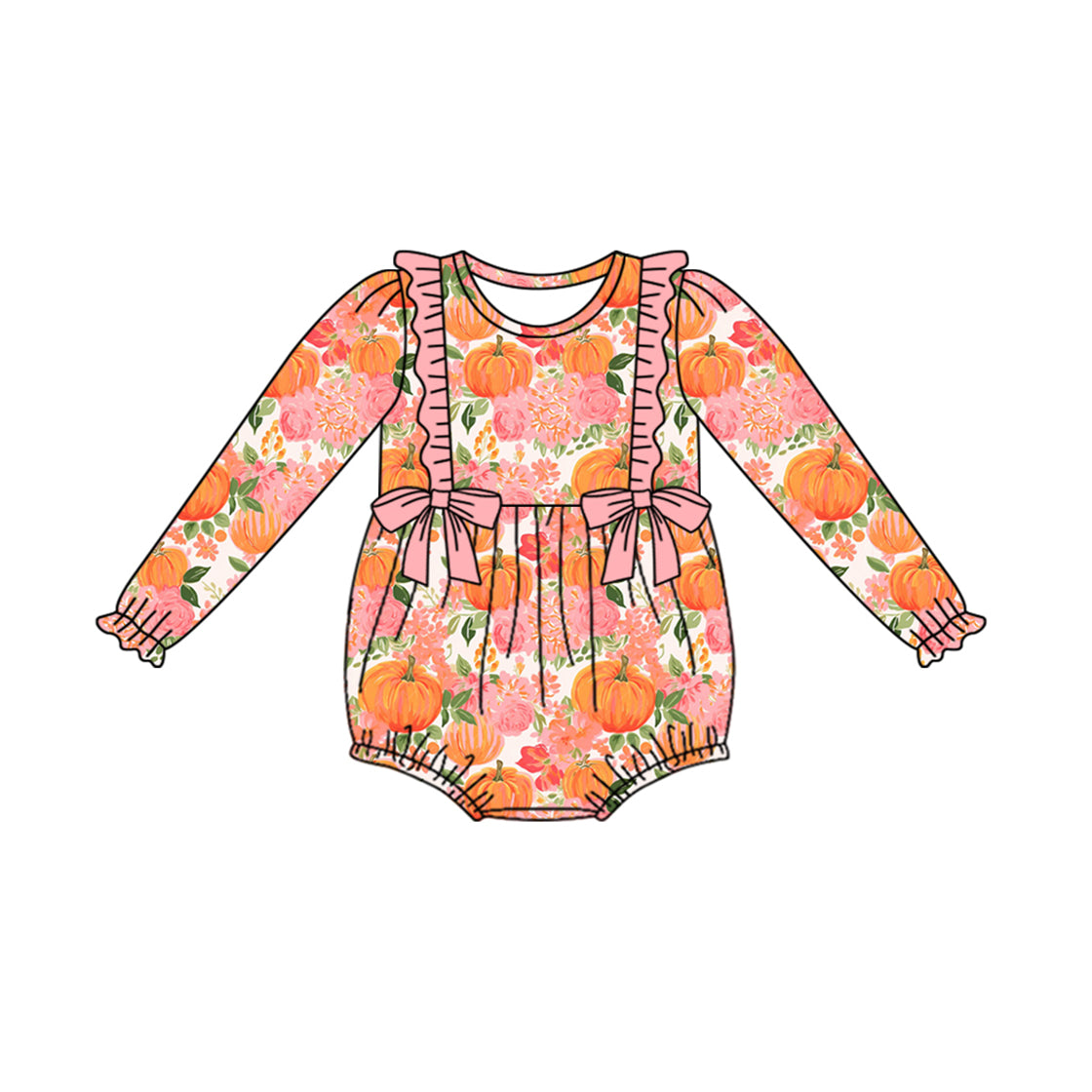 5.31 custom each style moq 5eta 4-6week Sibling Sister pumpkin floral girls outfits and romper match family design