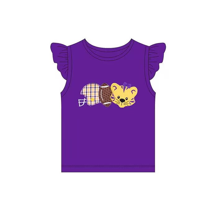 custom moq 3 team Panthers eta 6-8weeks girls purple short sleeves top