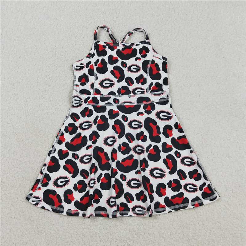 RTS NO MOQ Sibling Baby Girls Straps leopard kids girls team athletic dresses