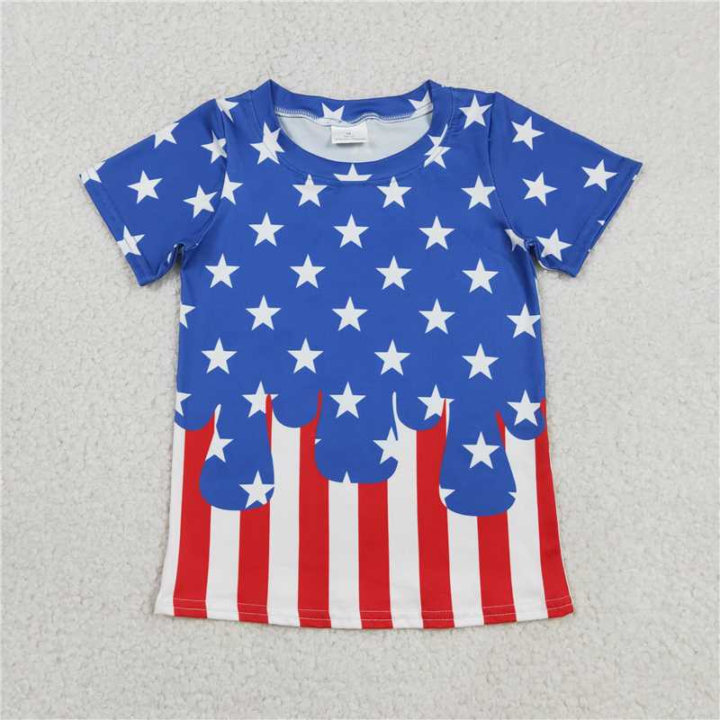 RTS NO MOQ milk silk BSSO2040(BT1741+SS0861) Baby Boys Short Sleeve Stars Stripe Top Short 4th of July Clothes Set