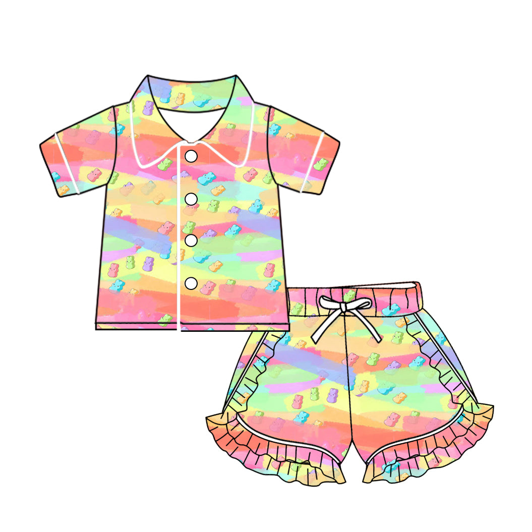 10.22 custom each style moq 5eta 4-6week baby kids clothes easter colorful bunny short sleeve shorts pajamas sets