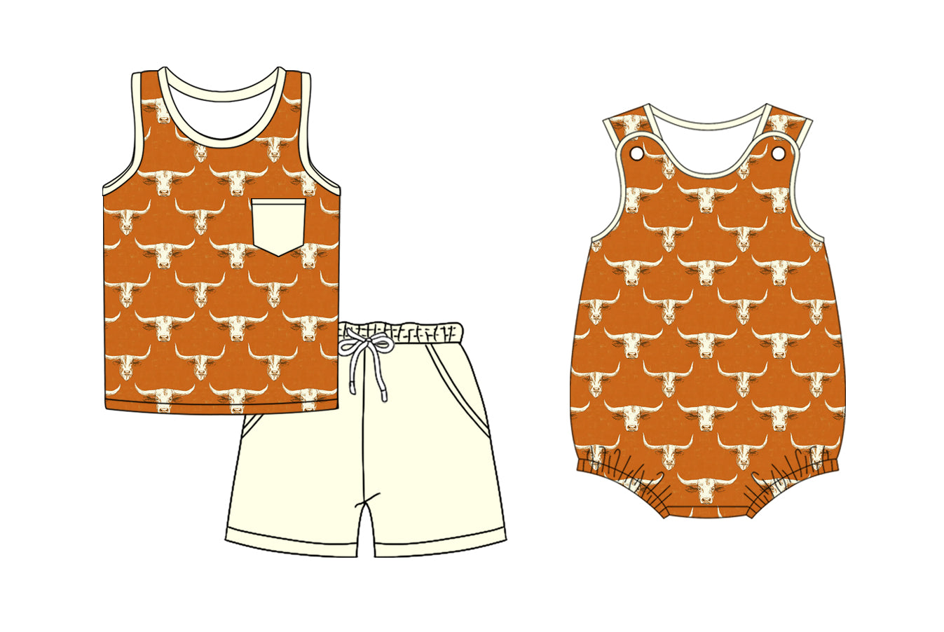 2.27 custom each style moq 5eta 4-6week Sibling Sister cow head baby girl short sleeve shorts sets and romper match design
