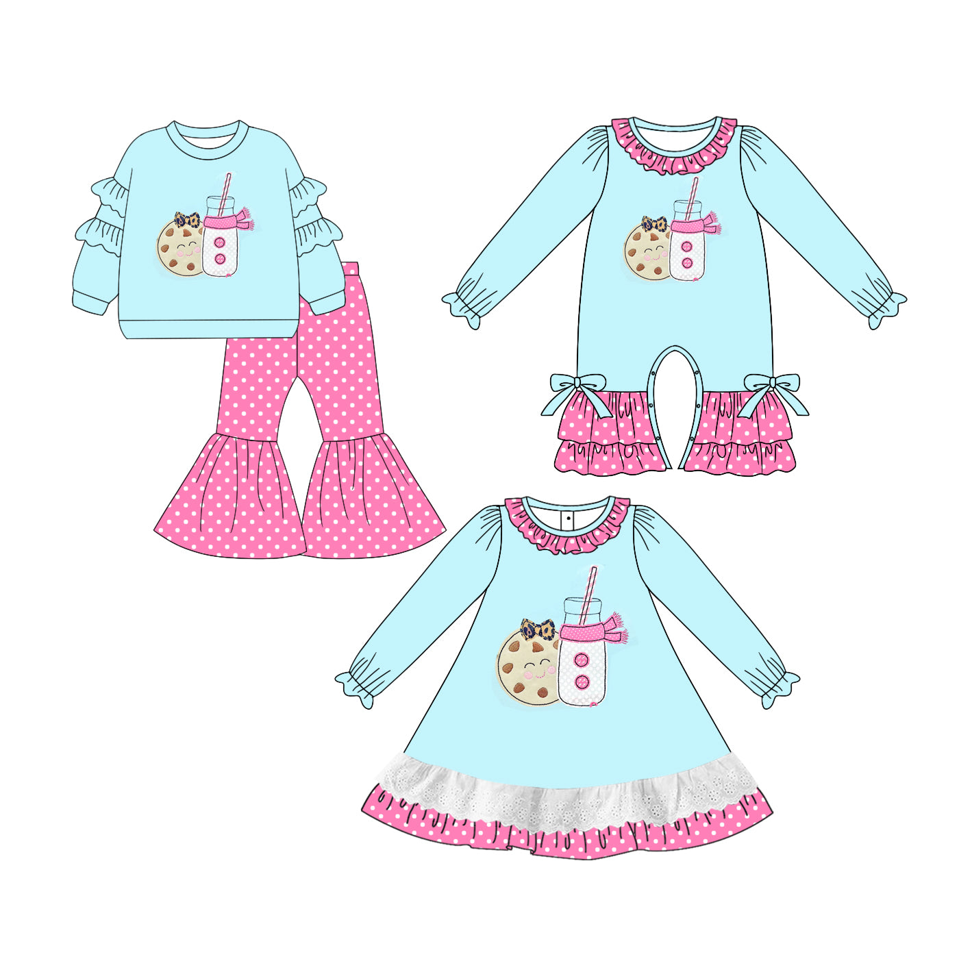 25.5.26 custom each style moq 5eta 4-6week Sibling Sisters Christmas milk biscuit baby girl long sleeve pants sets and dress and rompers match family design