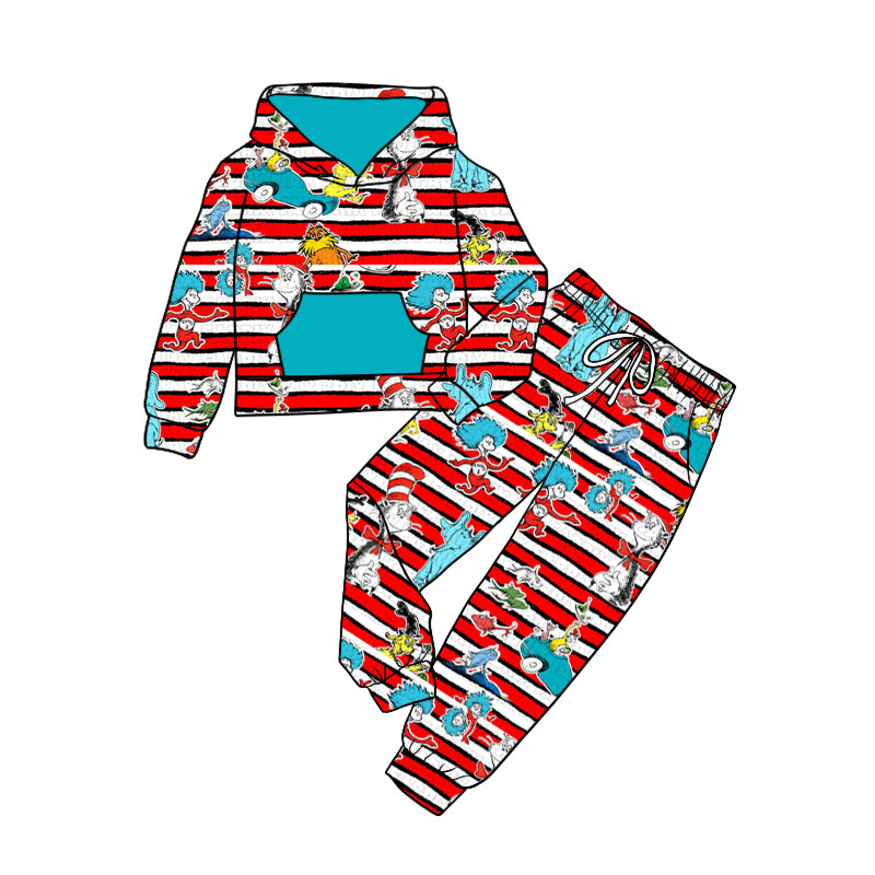 10.11 custom each style moq 5eta 4-6week baby girls clothes dr seuss hooded long sleeve pants sets