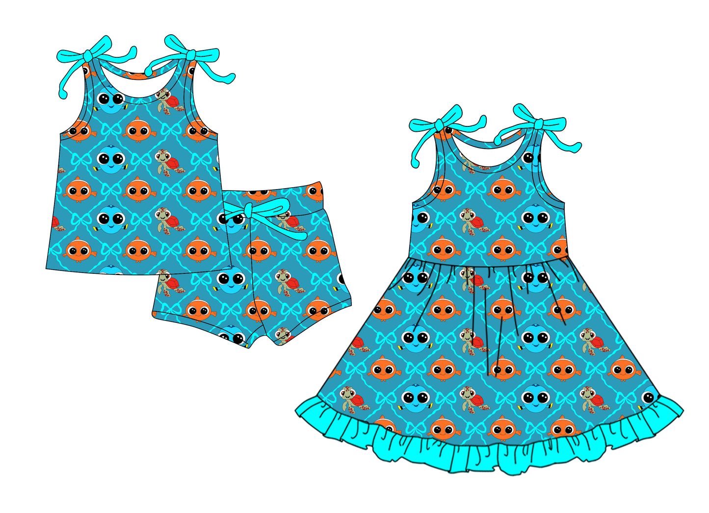 25.12.23 custom each style moq 5 eta 6-8week Sibling Sister bow baby short sleeve shorts sets and dress match design