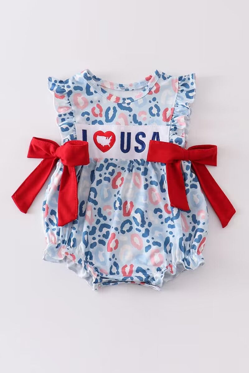 5.10custom each style moq 5eta 4-5week Sibling Sister I LOVE USA print blue and red girls set and baby rompers match family design