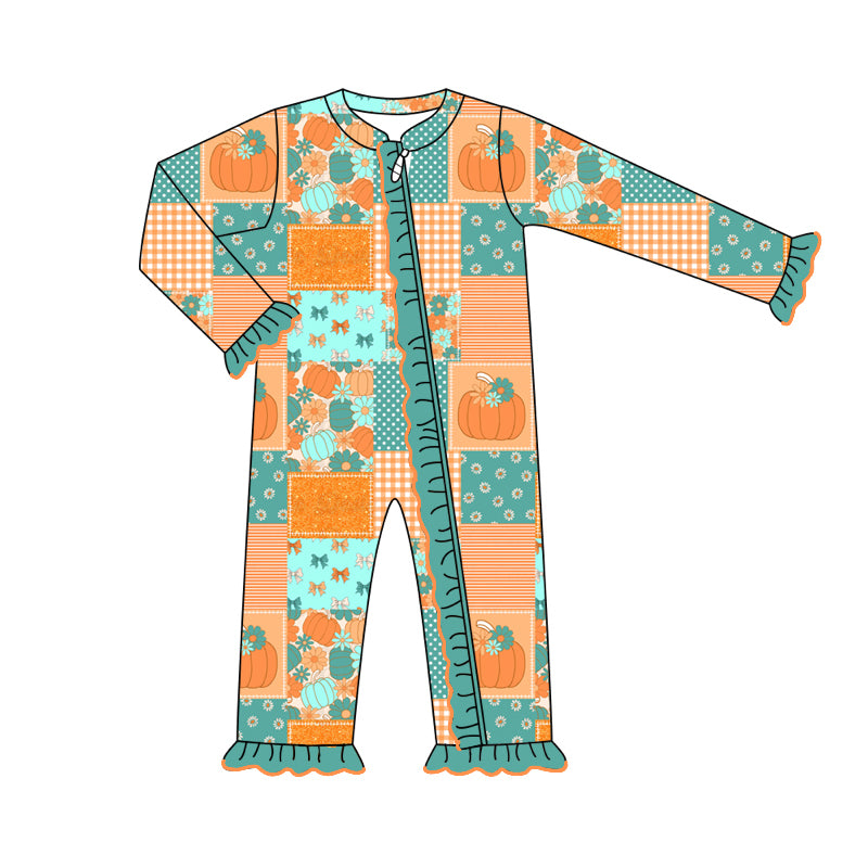 8.3 custom each style moq 5eta 4-6week Sibling Sister pumpkin baby girls sets and dress and rompers match family design