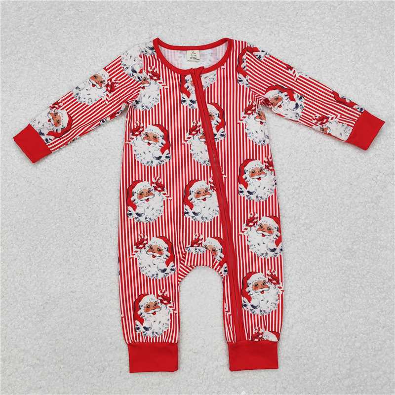RTS NO MOQ(In Stock) LR1858 Modal Christmas zipper long sleeve jumpsuit
