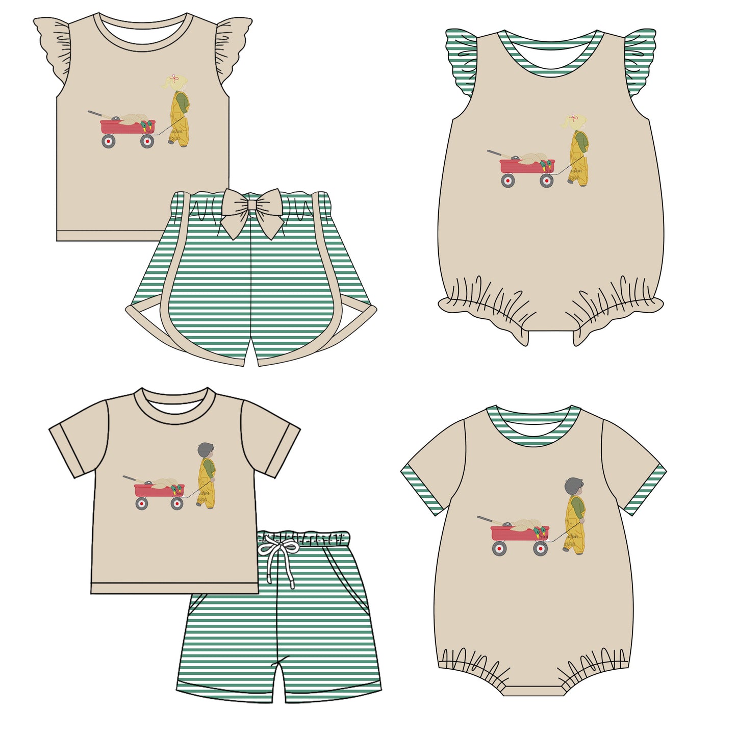 11.28 custom each style moq 5eta 4-6week Sibling Sister baby girl short sleeve shorts sets and sets 2 and girls romper and boy romper match design