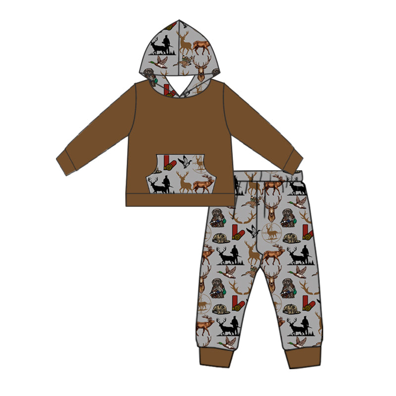 7.6 custom each style moq 5eta 4-6week camouflage brown hooded long sleeve pants baby boys sets