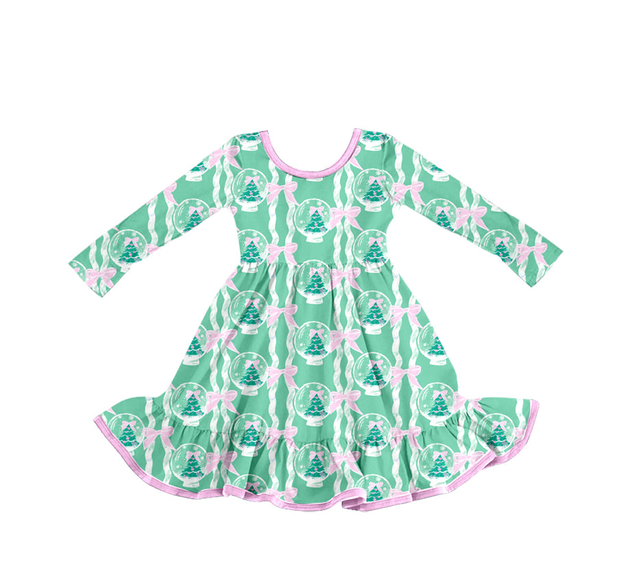 25.8.20 custom each style moq 5eta 4-6week Sibling Sisters Christmas trees bow baby girl long sleeve pants sets and dress and rompers match family design
